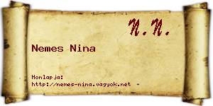 Nemes Nina névjegykártya